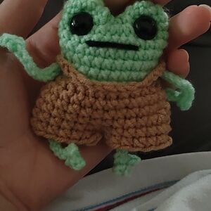 Handmade Green Frog Plush Small Pet Toy